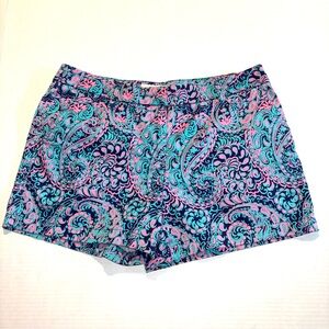 Cambridge Dry Goods Vibrant Paisley Preppy Stretch Shorts Pockets Women’s size 8